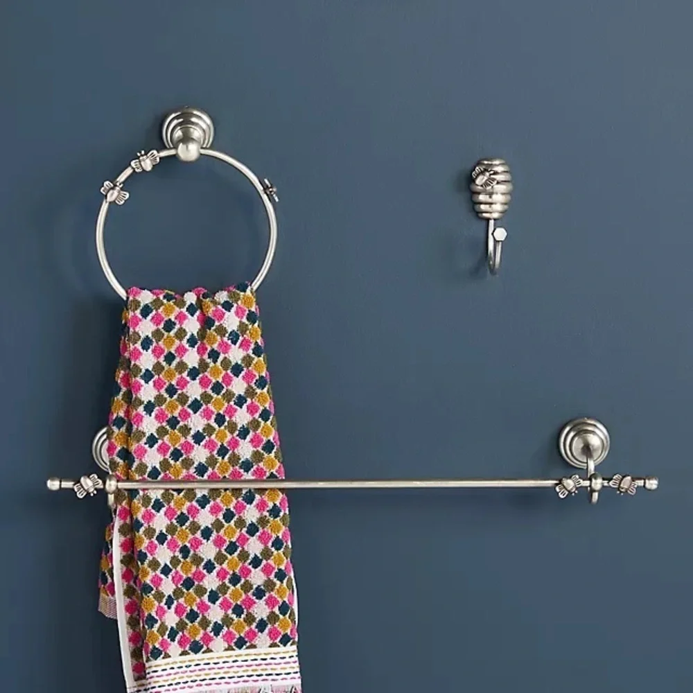Anthropologie Hand  Towel Silver Bee Towel Ring